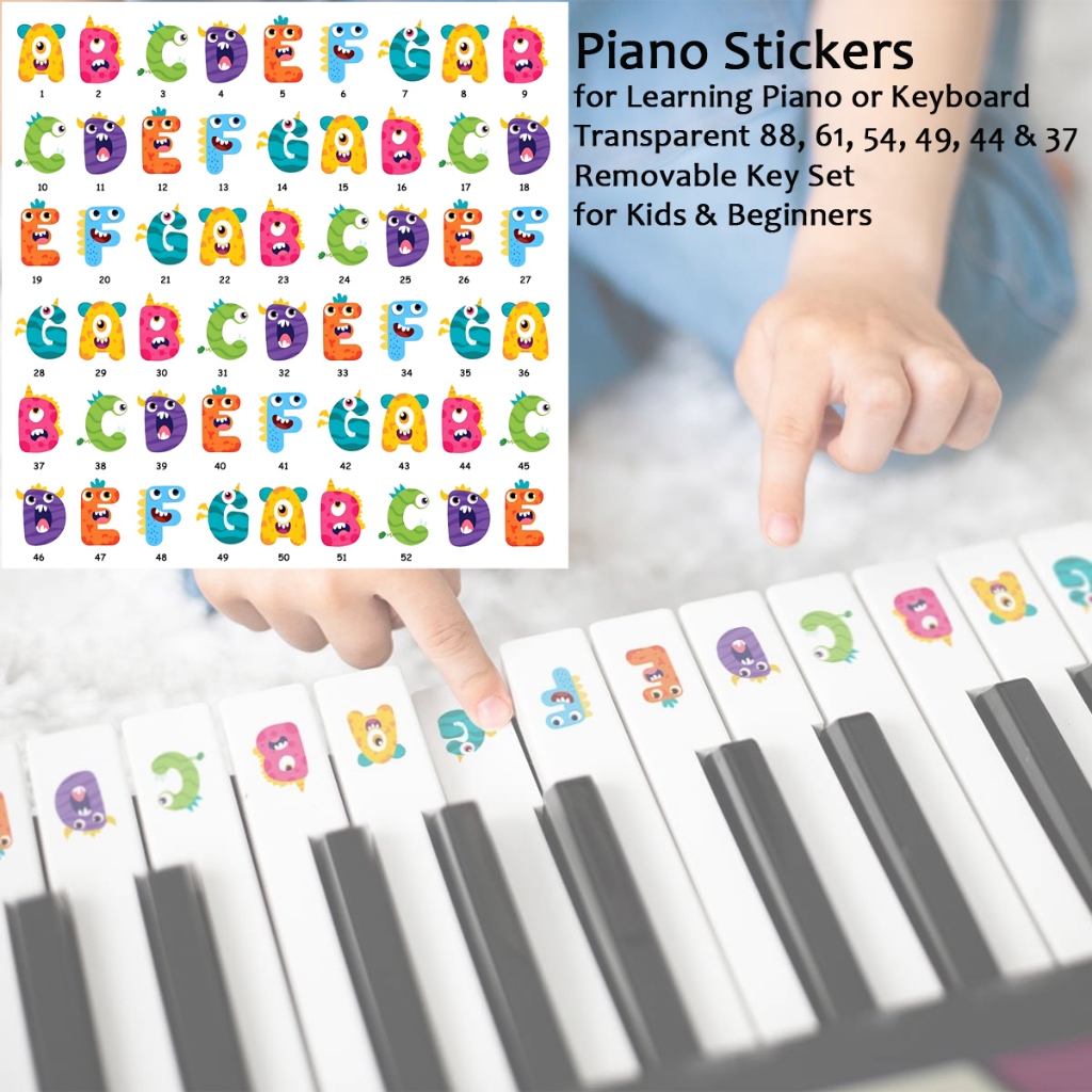 Monster Piano Stickers Keyboard Stiker 88 61 54 49 44 37 Color Key