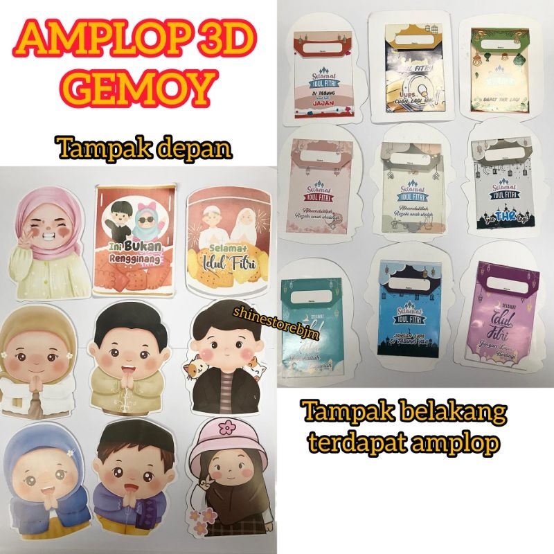 

Amplop lebaran Idul Fitri 2025 3D unik 1 pack isi 8 lembar