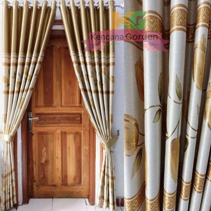 Gorden Blackout Motif Tinta Emas Terbaru gold Mewah Model Smokering