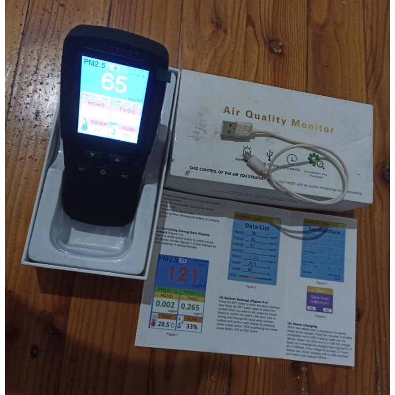 Air Quality Index Monitor 8 in 1 AQI PM2.5 PM10 TVOC Tester Detector. Alat Ukur Kualitas Udara (Prel