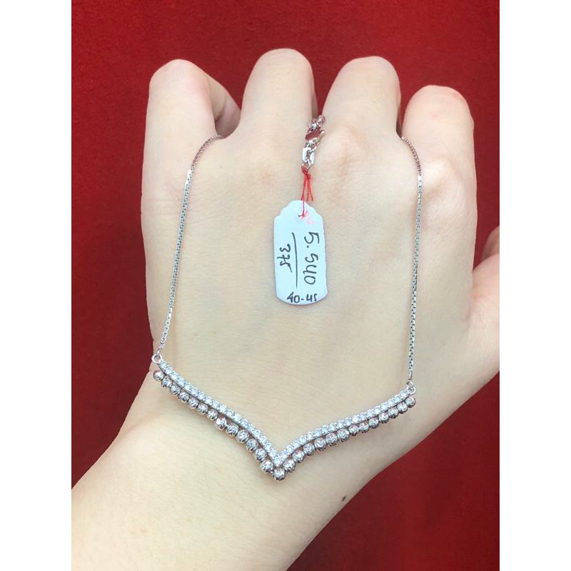 Kalung aurelll emas putih 375/8K