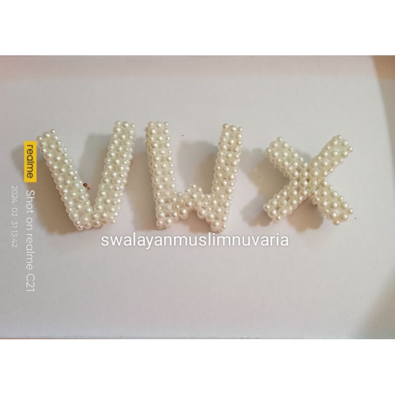BROS HURUF INISIAL NAMA MANIK-MANIK PUTIH V,W,X
