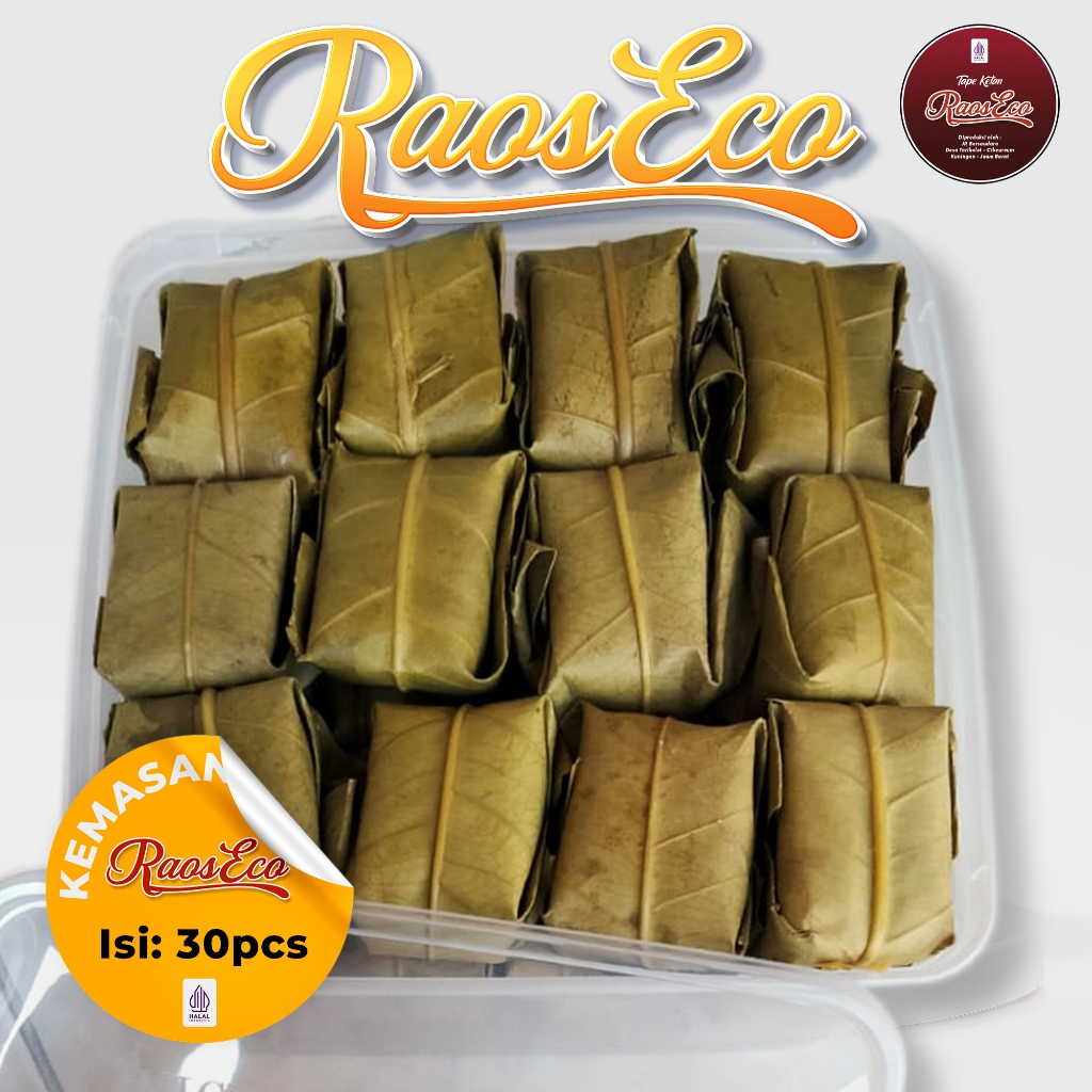

Tape Ketan Raos Eco Kemasan Tepak Isi 30pcs - Tape Ketan Kuningan, Peuyeum Ketan