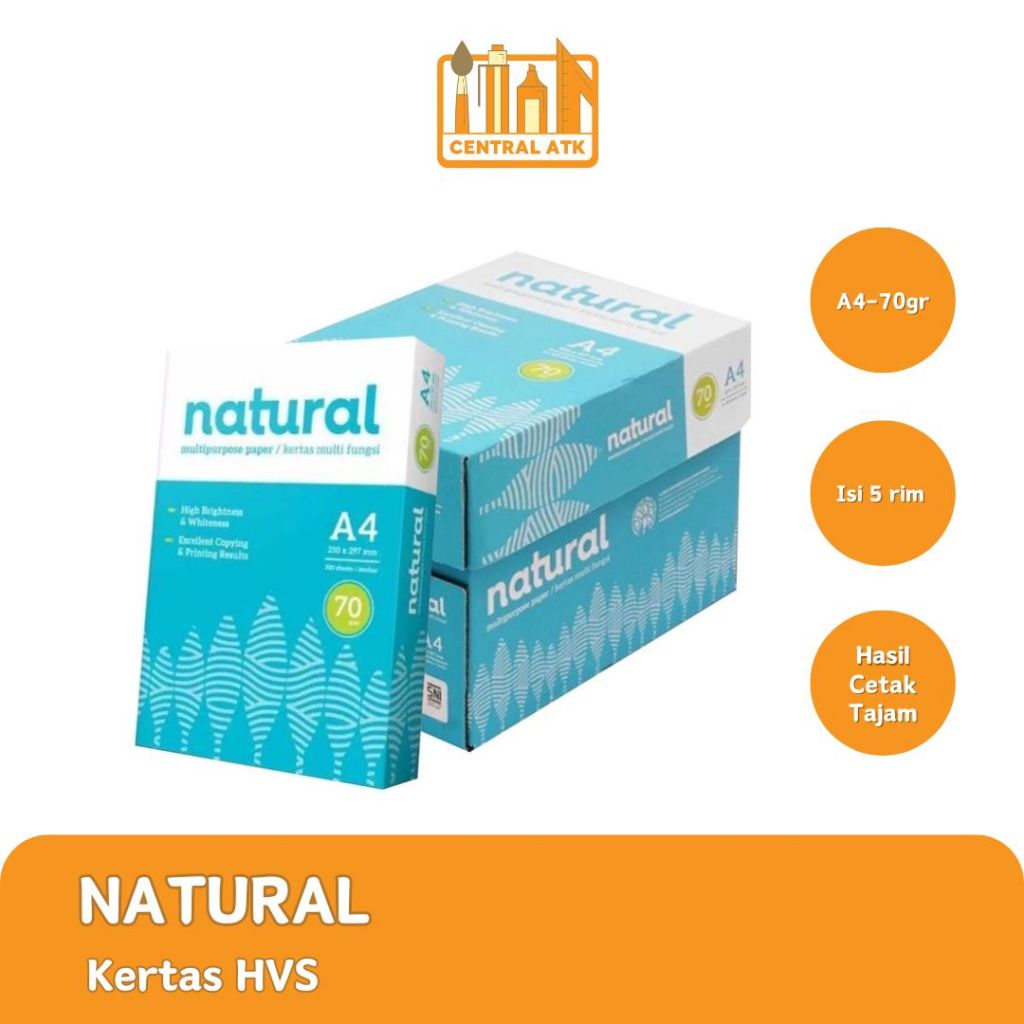 

KERTAS HVS / PRINT / FOTOCOPY NATURAL A4 70 GRAM (1 BOX)