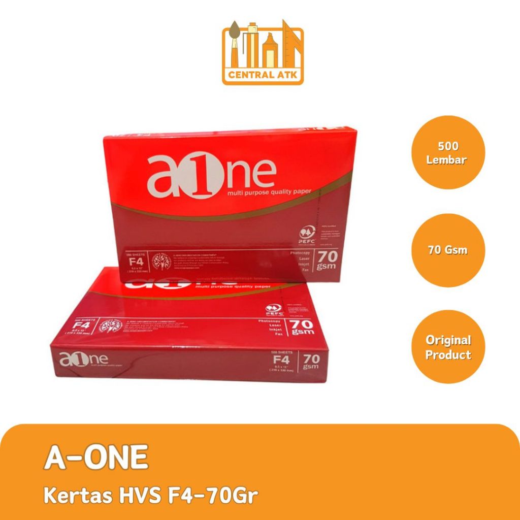 

KERTAS HVS / PRINT / FOTOCOPY A-ONE F4 70 GRAM (1 RIM)