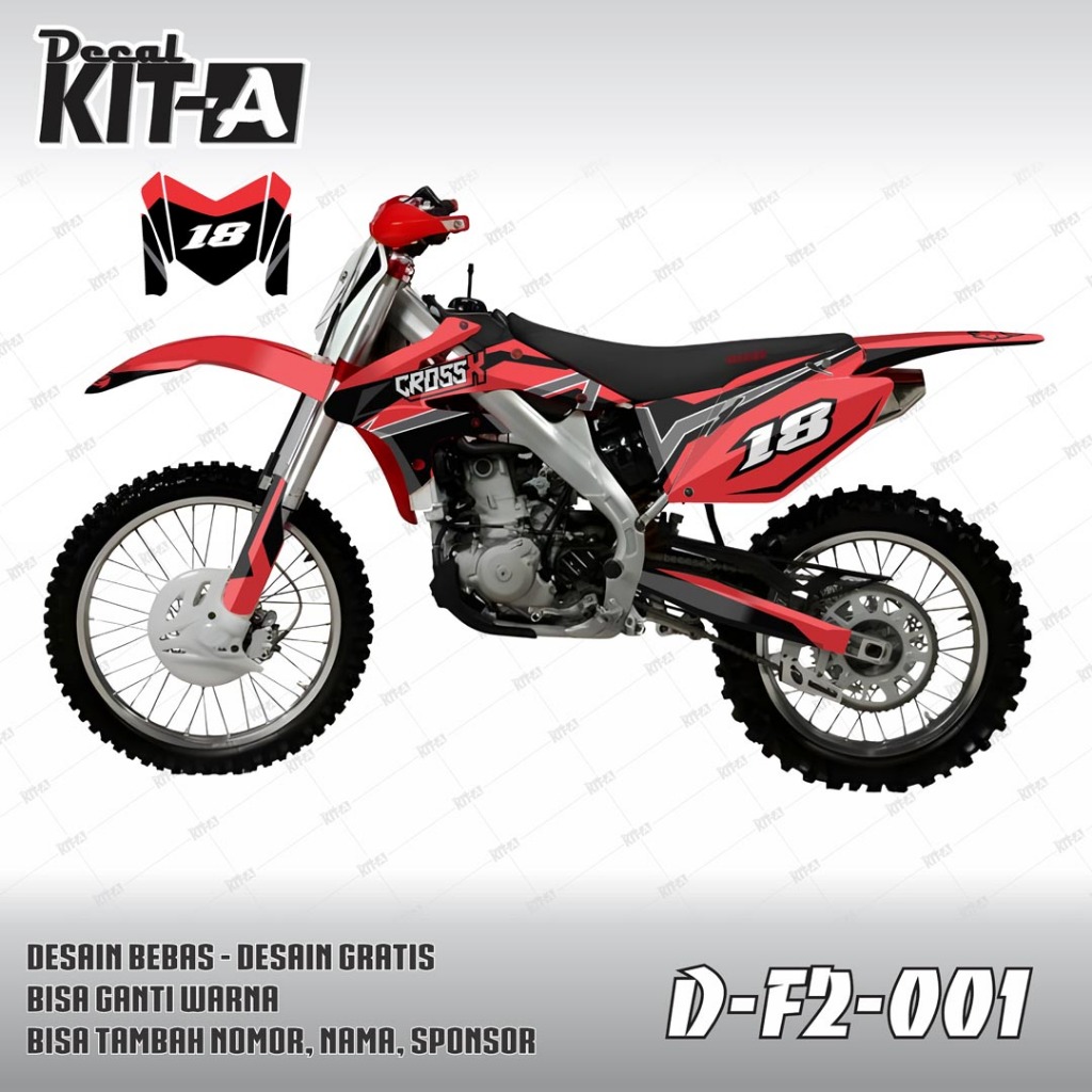 Decal stiker motor VIAR 250 fullbody MOTIF MERAH HITAM PUTIH D-F2-007 F2-003