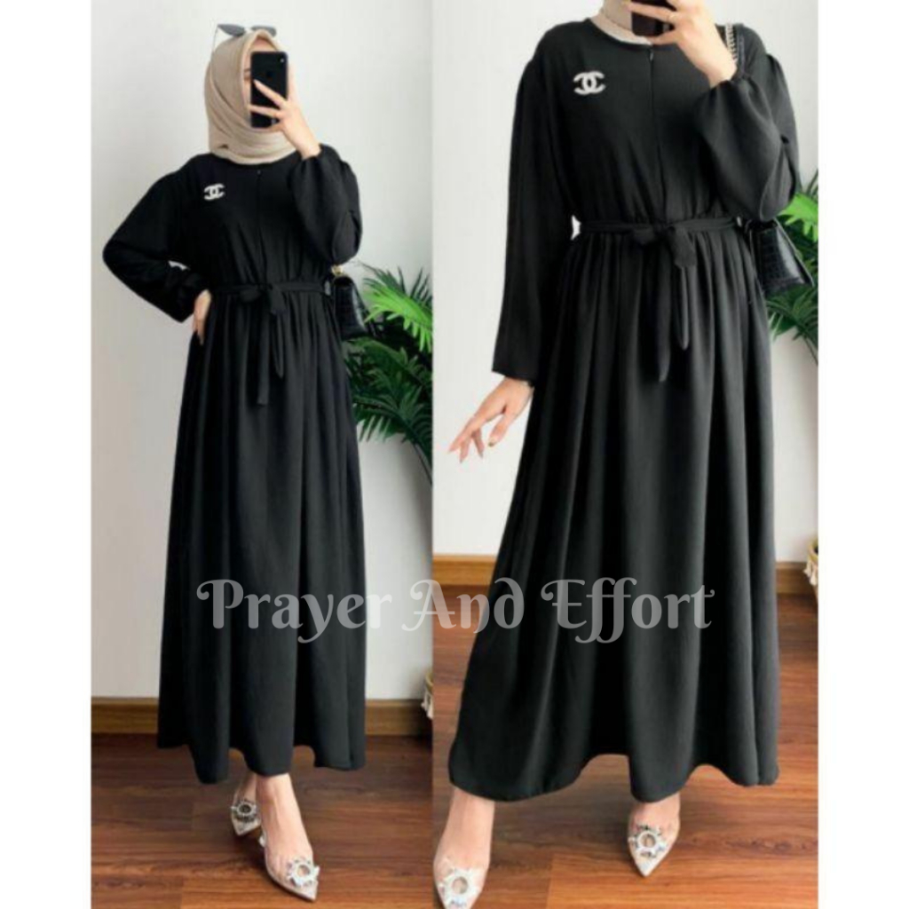 Gamis BAVINA Gaun Baju Wanita A Line Bodycon Maxi Casual Style Dres Gamis Korean Lengan Panjang/pend