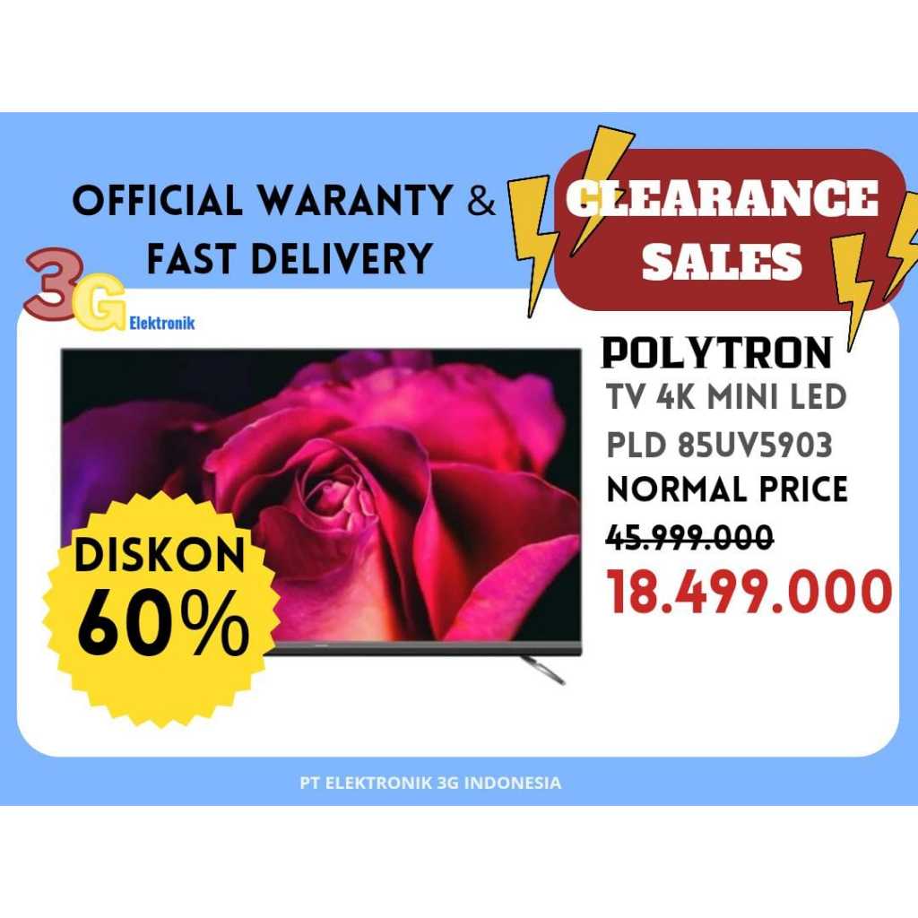 CLEARANCE SALE POLYTRON PLD85UV5903 SMART TV UHD 4K 85 INCH