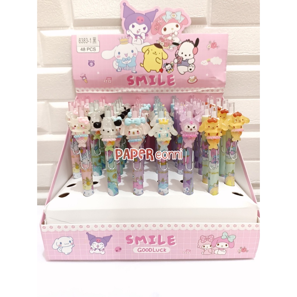 

Pulpen gel Sanrio Resin Metal karakter 0.5mm tinta hitam
