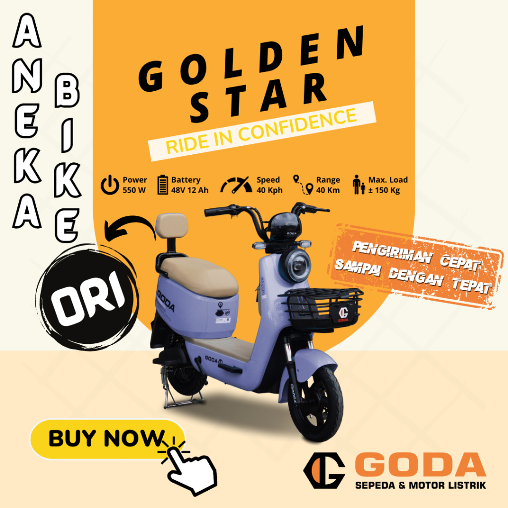 Sepeda Listrik GODA GD151 Garansi Resmi - GD 151 Golden Star - ANEKA BIKE GODA OFFICIAL ( Sepeda Listrik Dewasa - Promo Sepeda Listrik Dewasa - Sepeda Listrik Murah - Promo Sepeda Listrik Murah )