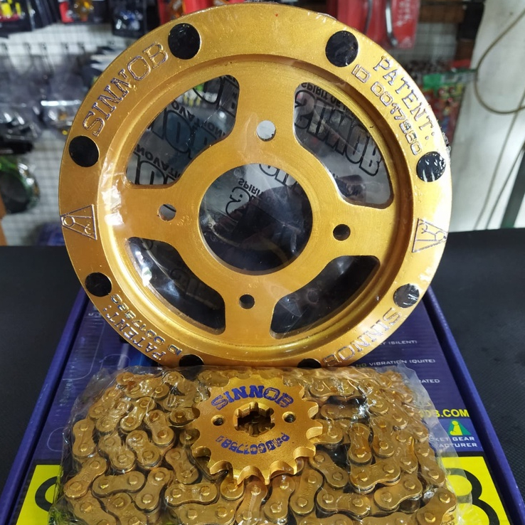 Sinnob Sprocket Gear Paket Depan Belakang Rantai GSX150 Gold Red Blue Black