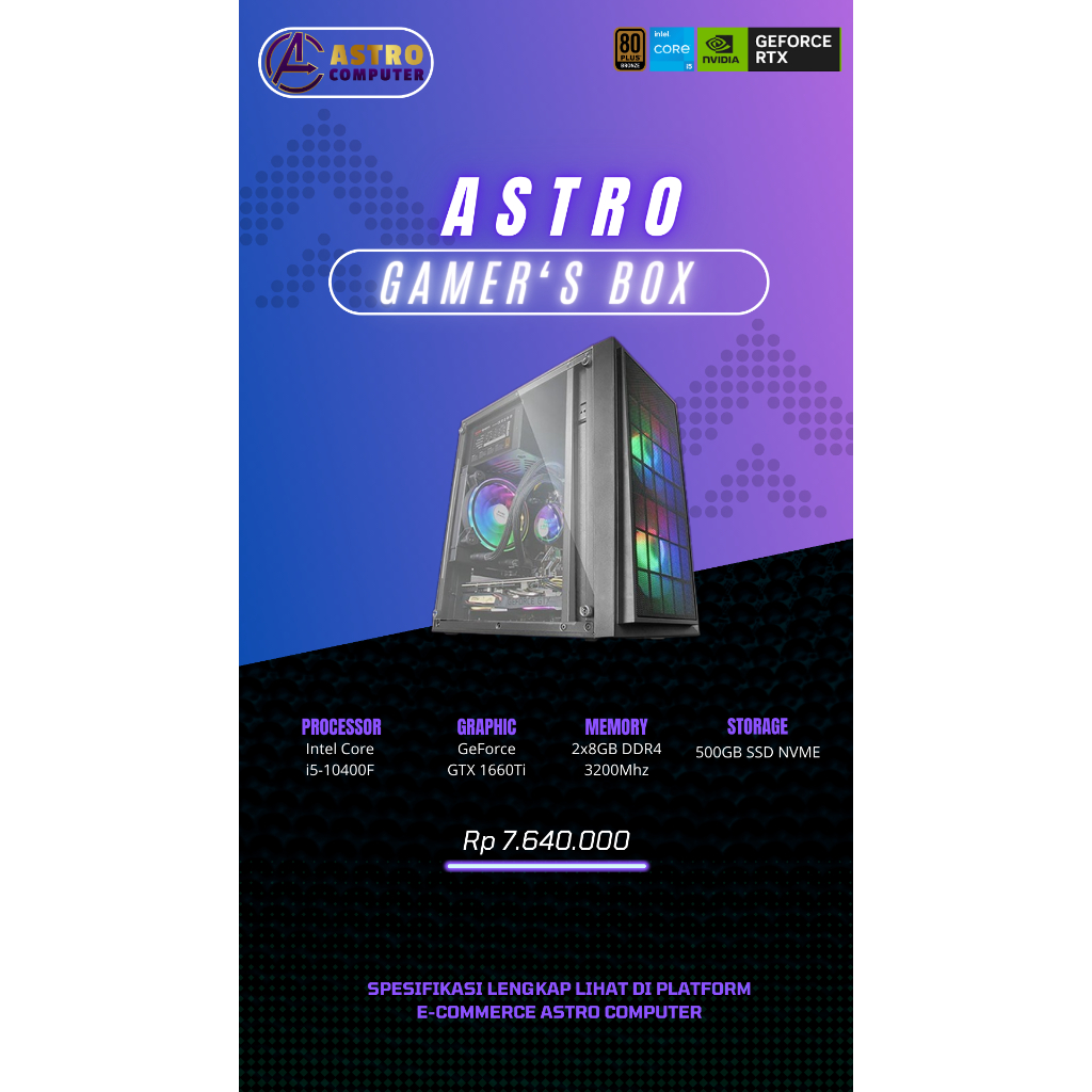 RAKITAN PC GAMING MURAH MENENGAH GTX 1660TI