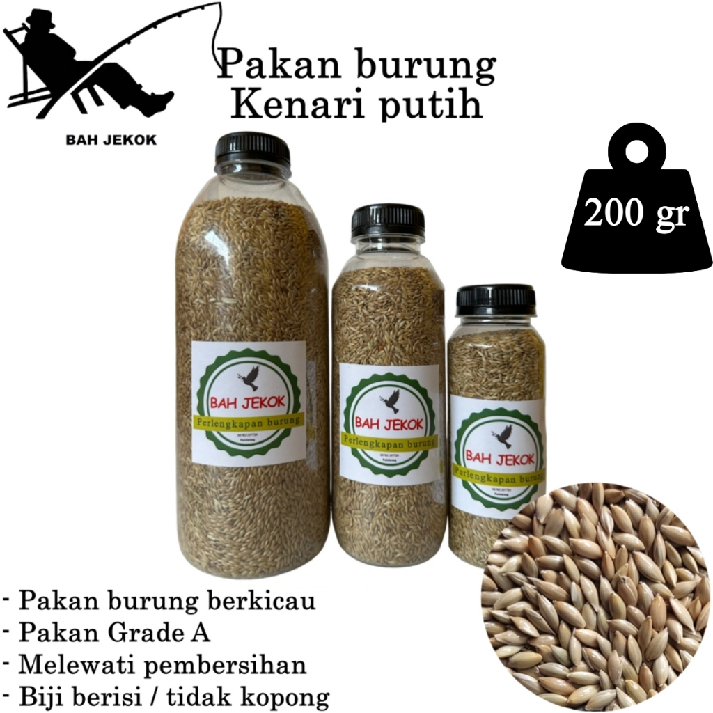 Pakan burung biji kenari untuk Kenari Finch Blackthroat Parkit Lovebird dll (200gr).