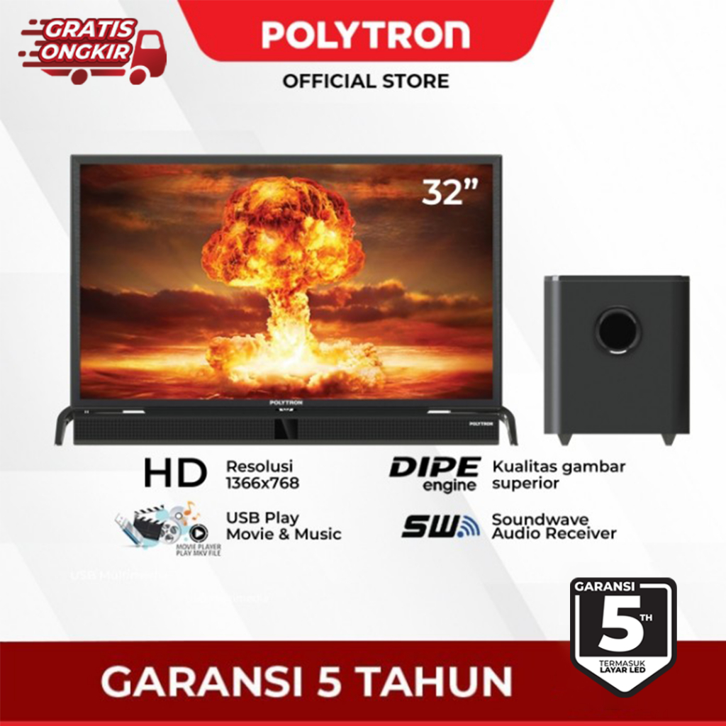 POLYTRON Cinemax Soundbar DIGITAL LED TV 32" PLD 32BV1558