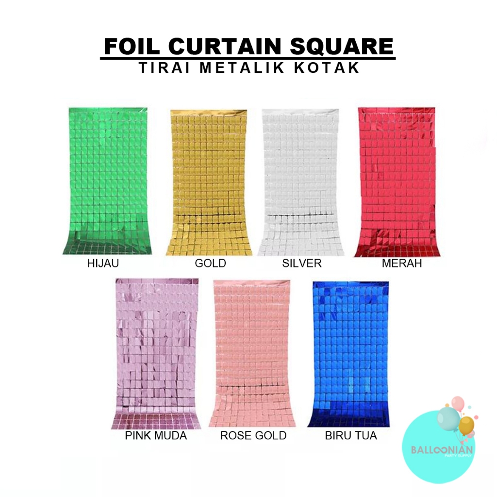 Square Foil Curtain/Tirai Foil Kotak/Tirai Ulang Tahun/Curtain Birthday