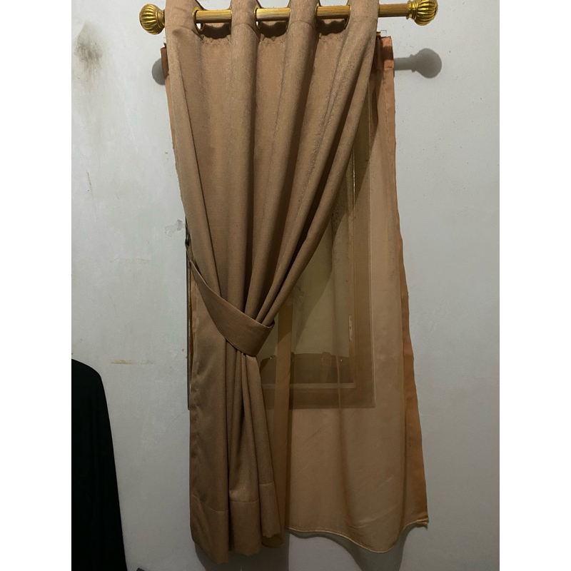 Preloved Gorden Vitrase Gold  Mini Mewah Polos Tebal Rumah COD