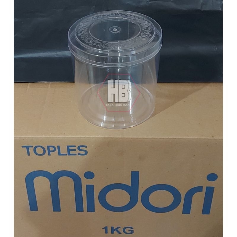 Toples Kue Kering 1Kg / Stoples Plastik / Toples Midori Hampers Lebaran 1 Kg