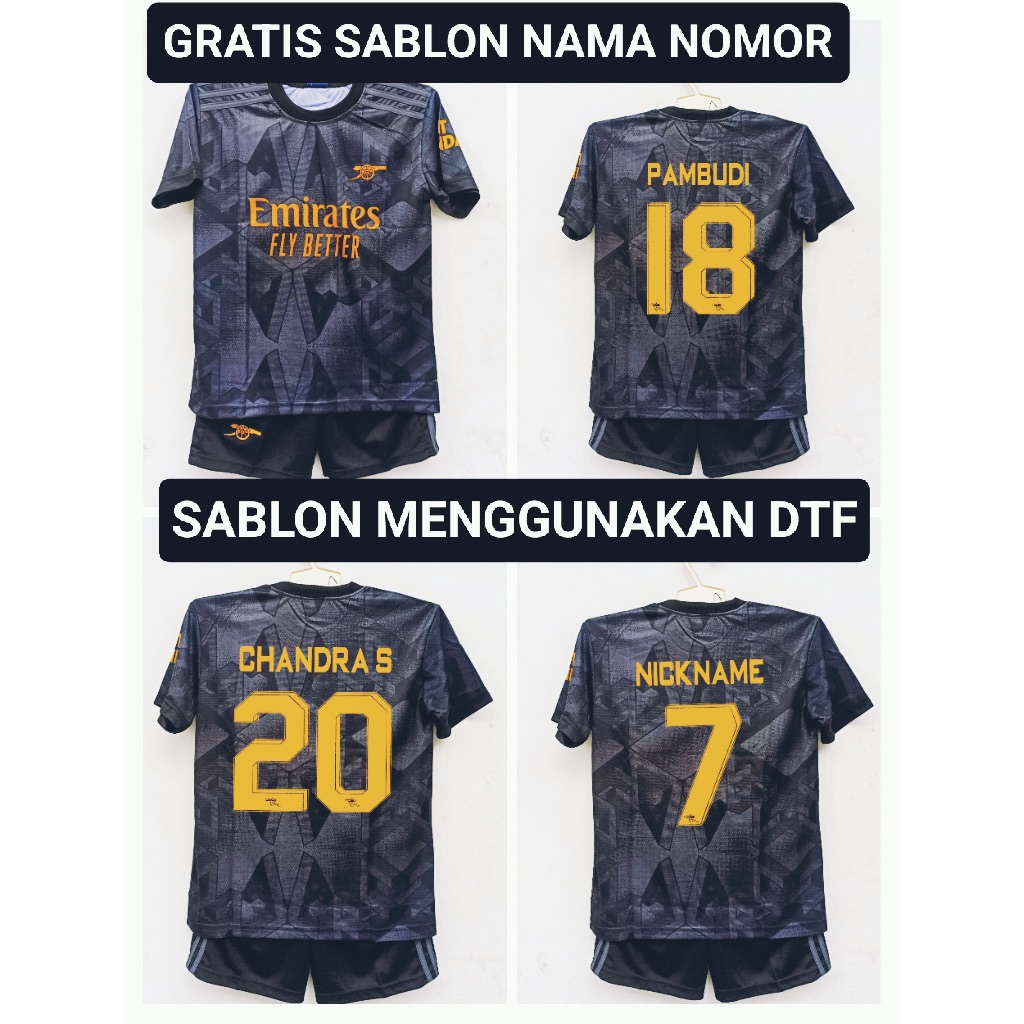 JERSEY BOILA SETELAN BAJU BOLA ANAK ARSENAL HITAM AURI SPORT