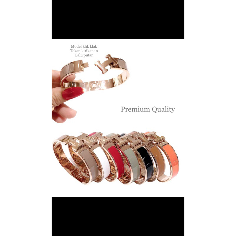 Gelang wanita titanium Premium Quality model H Bangle korea fashion style