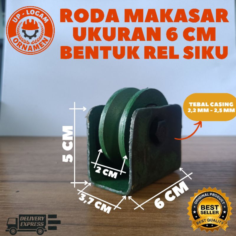 Roda Pagar Besi Lebur Warna Hijau Ukuran 6 Cm Bentuk Siku / Rel Siku
