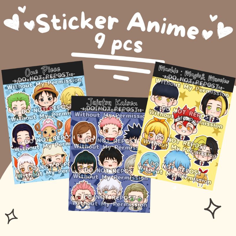 

Stiker Anime Isi 9 pcs Fanmerch By Rin15