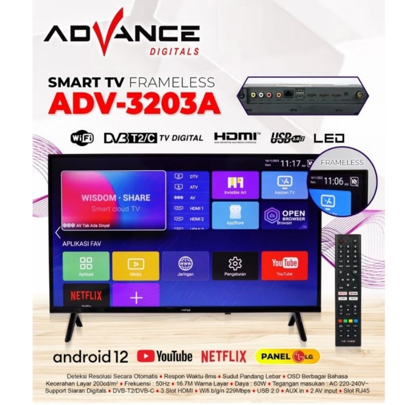 TV LED Android 24 Inch / 32 Inch Smart TV / Android TV ADV-2430A ADV-3202A ADV-3203A