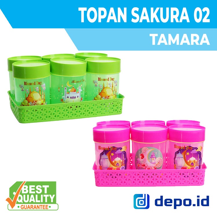 Toples baki sakura isi 6 Toples besar toples + Baki idul fitri set plastik
