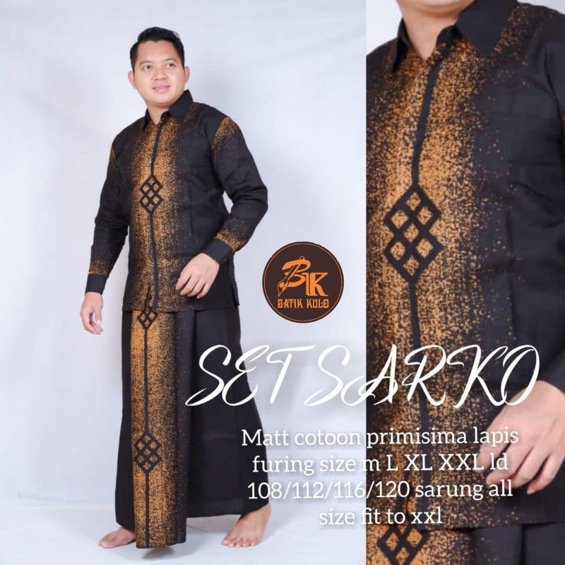 Setelan sarung celana  batik dan kemeja  batik/sarkem wayang set sarkem/ set sarkem sogan