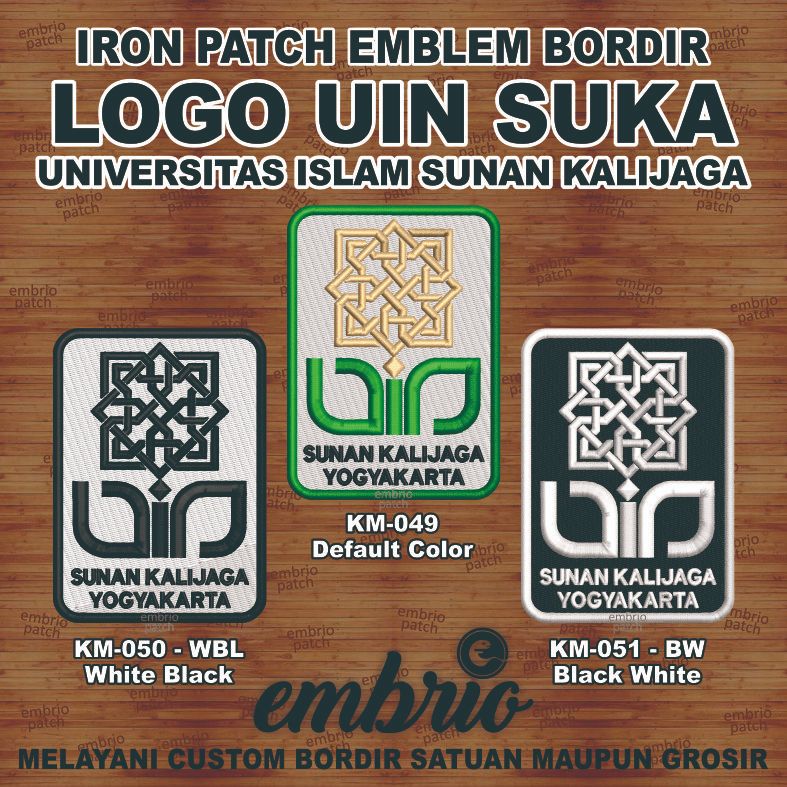Patch UIN SUKA emblem bordir logo Universitas Islam Sunan Kalijaga - 6,5x9cm - Embrio Patch Embroide