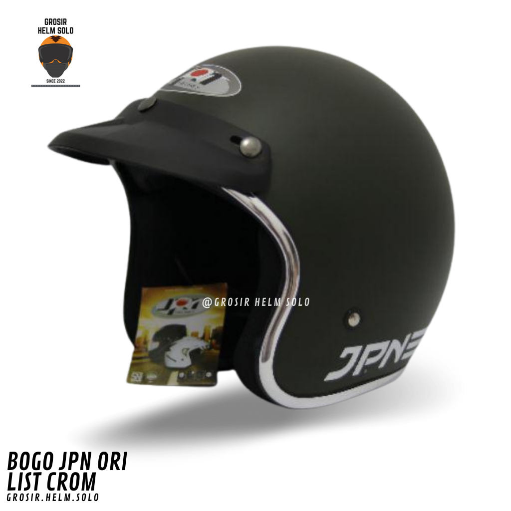 HELM BOGO JPN ORIGINAL RETRO LIST CHROME CROM TERBARU SNI