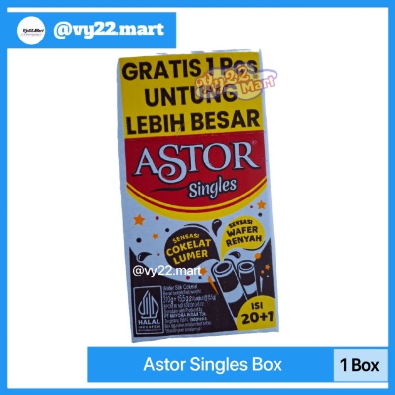 

Astor Singles Kemasan Baru Isi 20 Bonus 1 Cokelat Lumer (Exp 2025)