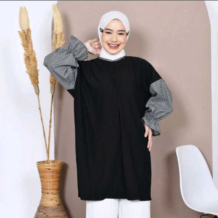 TUNIK LENGAN KARET - OUTFIT LUCU KEKINIAN - TUNIK MUSLIM LENGAN PANJANG