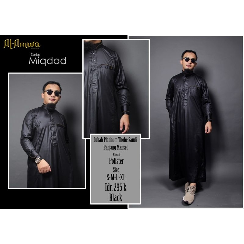 Jubah Platinum Pria Thobe Saudi Polyster Lengan Panjang