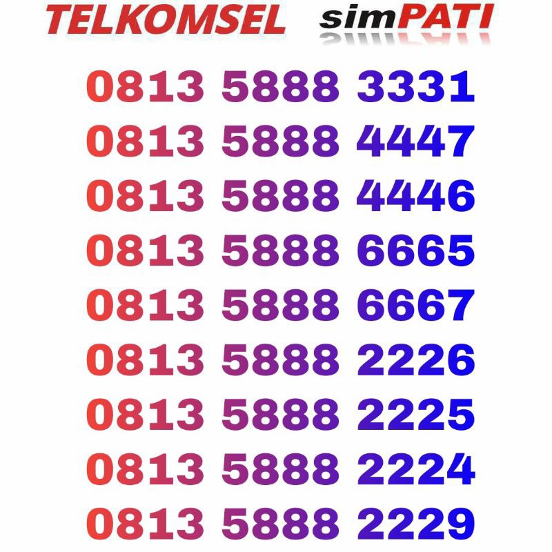 nomor cantik simpati cantik 888