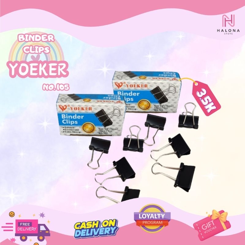 

[1 BOX] Binder Clip / Penjepit Kertas Yoeker no. 105