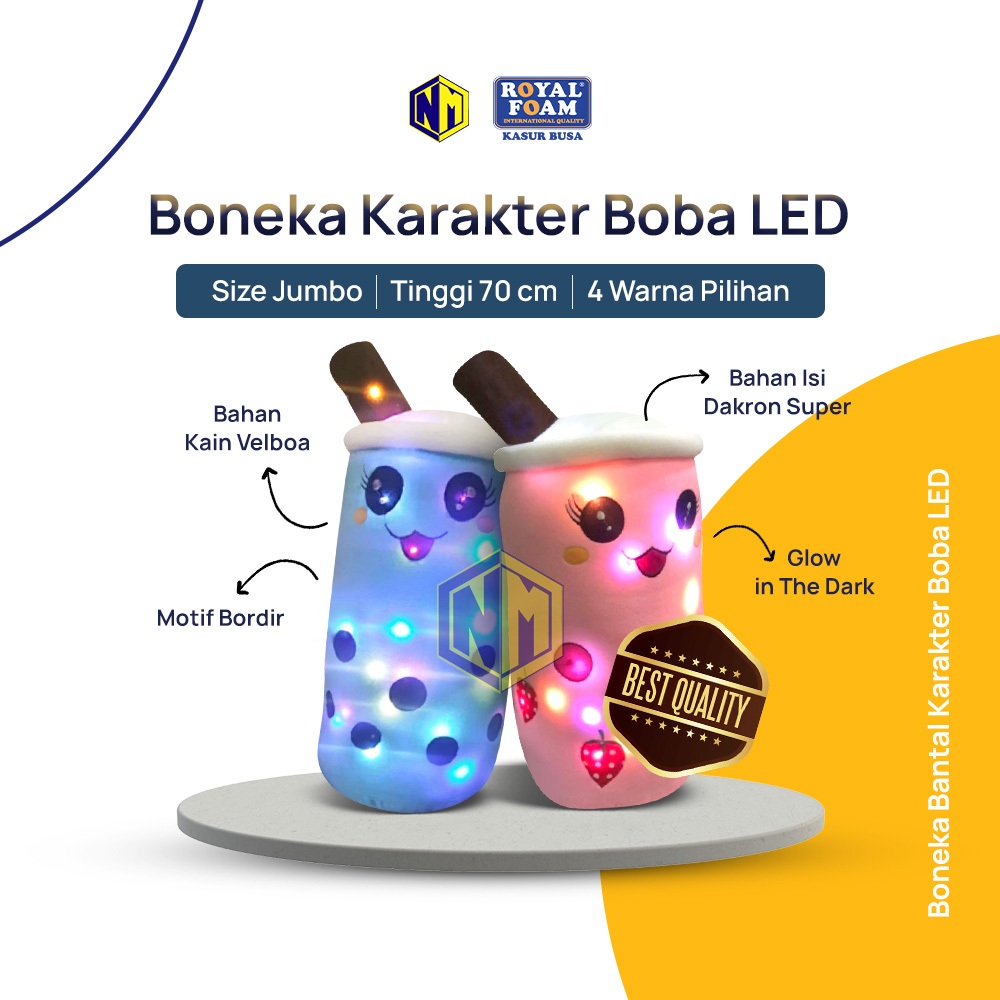Boneka Boba Bantal Boba Giant Super Besar 70 cm LED SNI