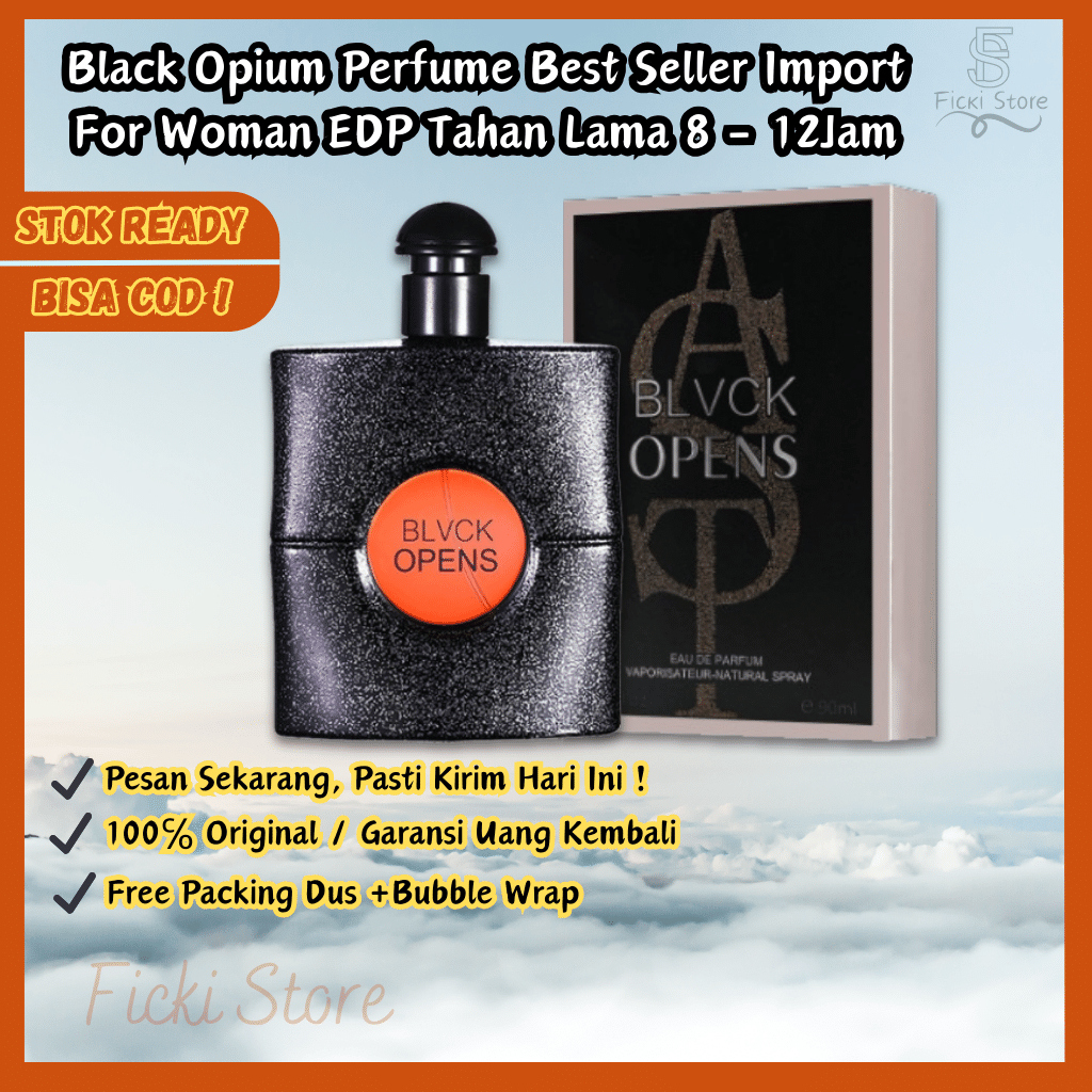 [Bisa COD] Perfume Black Opium Edp 90ml l Parfum Wanita Wangi Feminim, Segar, Lembut dan Tahan Lama 