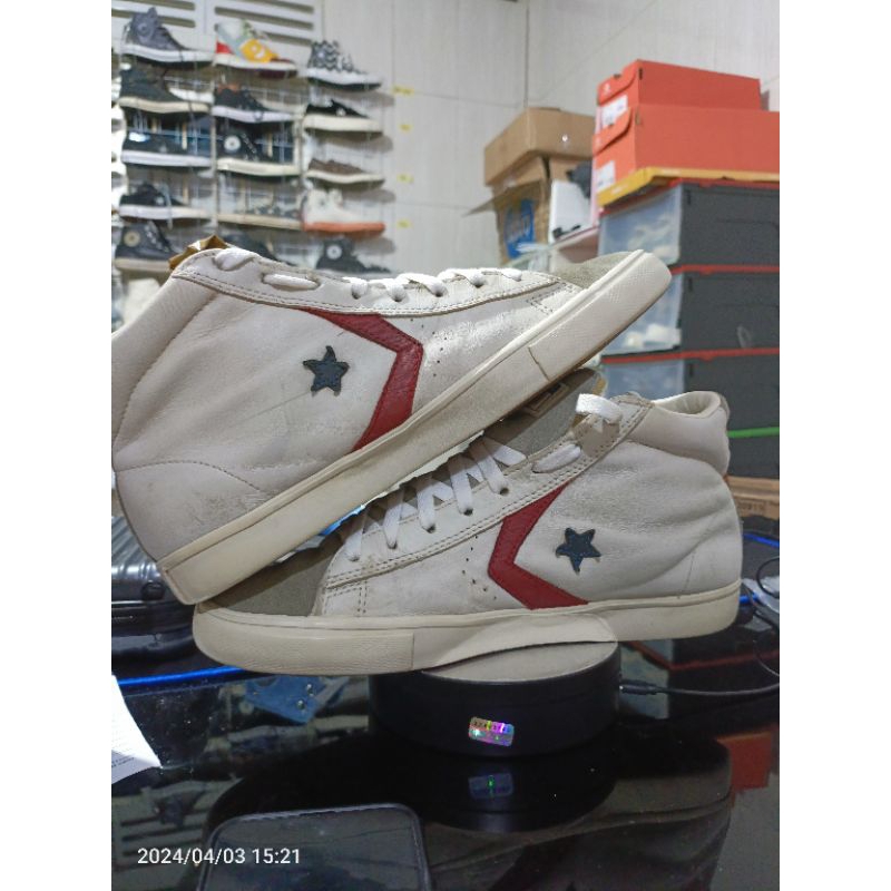 Converse Mid Kulit Putih Pro Leather Size 43 Pernah Dipakai
