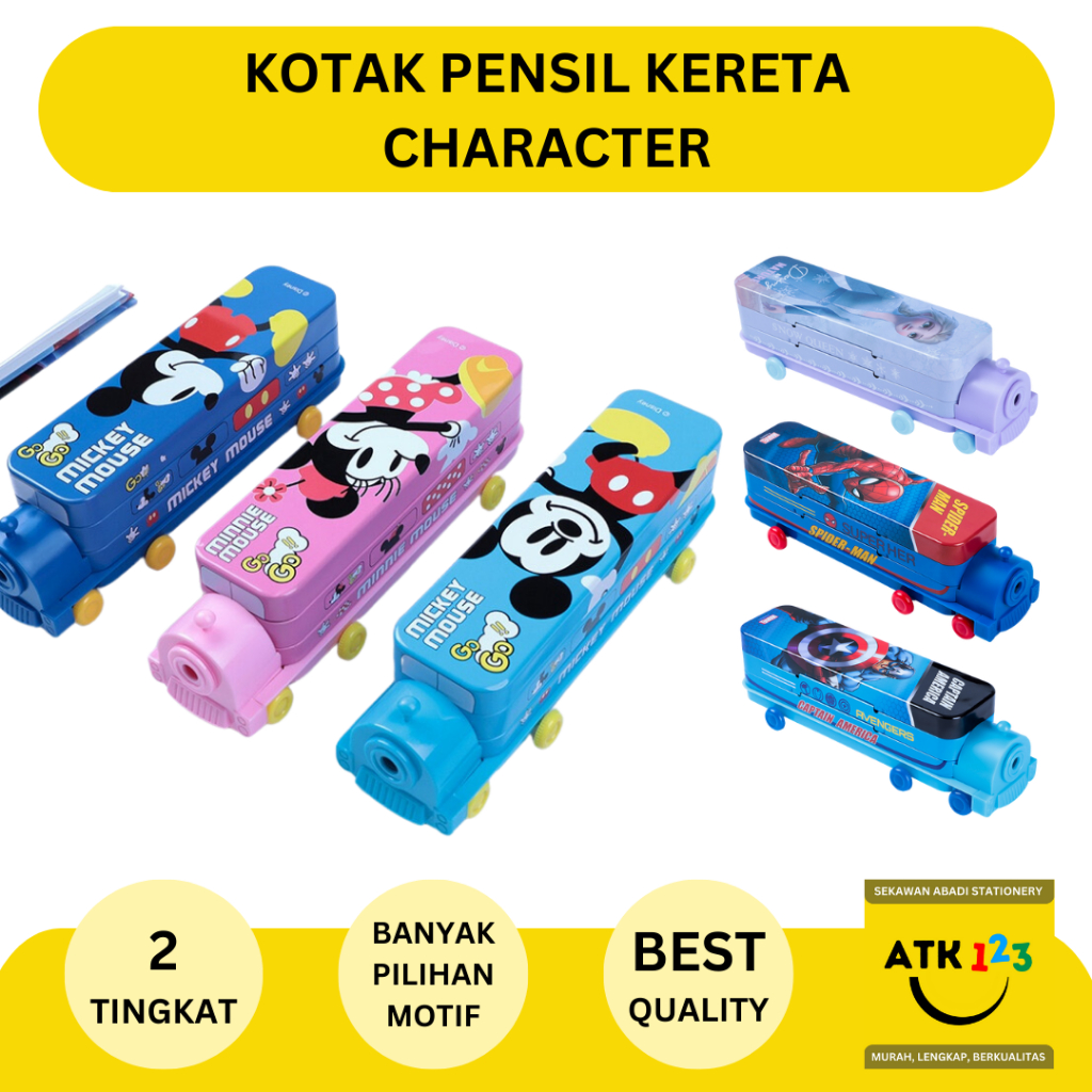 

Kotak Pensil Kereta Api 2 Tingkat Motif Character + Rautan