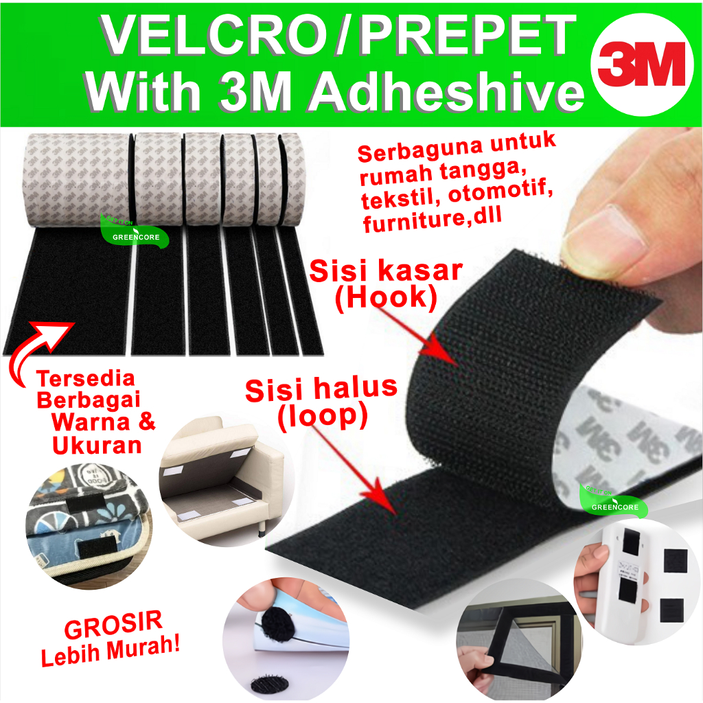 3m Tape lakban double dobel Velcro Perekat Perekat Serbaguna kain sofa furnitur dekorasi bingkai hia