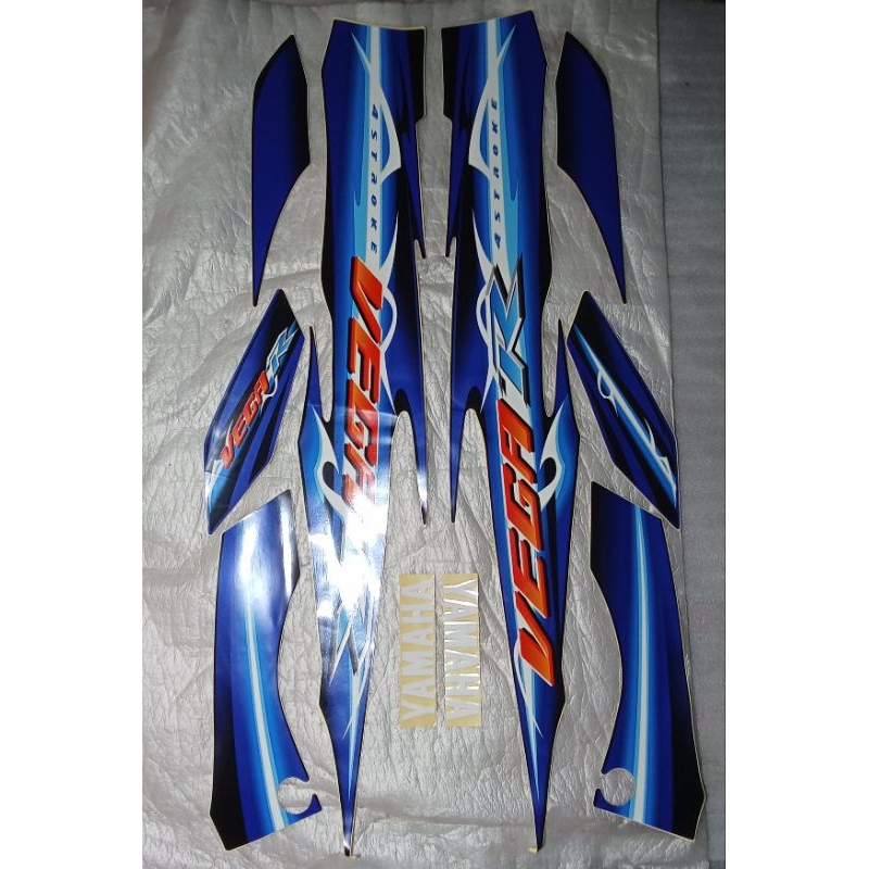 Striping stiker body kanan kiri full set Yamaha Vega R New 2007 2008 Warna biru Original