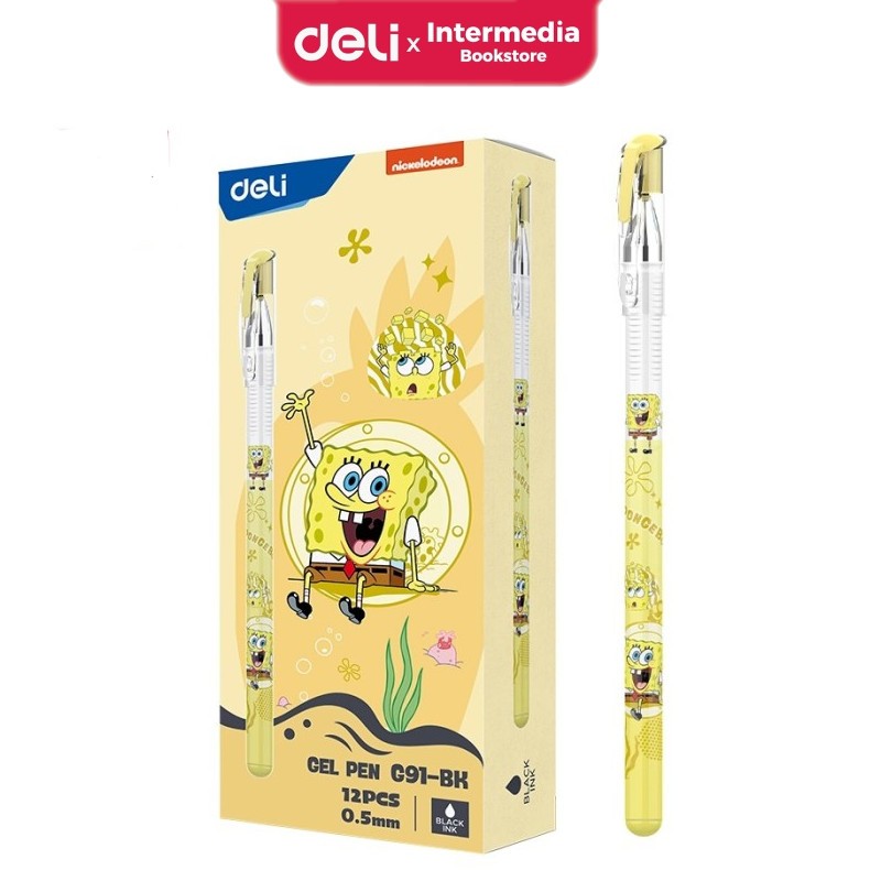 

Deli EG91-BK Bolpen Gel / Gel pen Ketebalan 0.5 mm Warna Hitam Motif Spongebob