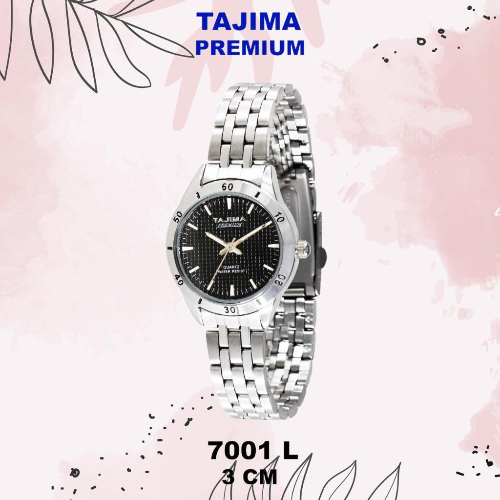 Jam Tangan Analog Wanita Tajima Premium 7001 L Hitam & Silver Stainless Steel Water Resist 3 ATM Wat