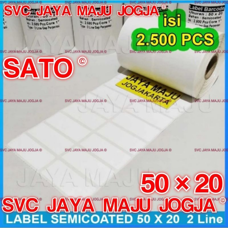 

[ SATO ] 50 X 20 - 2 LINE SEMICOATED - FACE IN - ISI 2.500 PCS || CORE 1" || LABEL BARCODE THERMAL TRANSFER PAKAI RIBBON - APOTEK OBAT LABORATORIUM KLINIK BUTIK DISTRO FASHION || 50X20 - CG408TT CG408 TT CG 408TT CG 408 TT CX400 CX 400