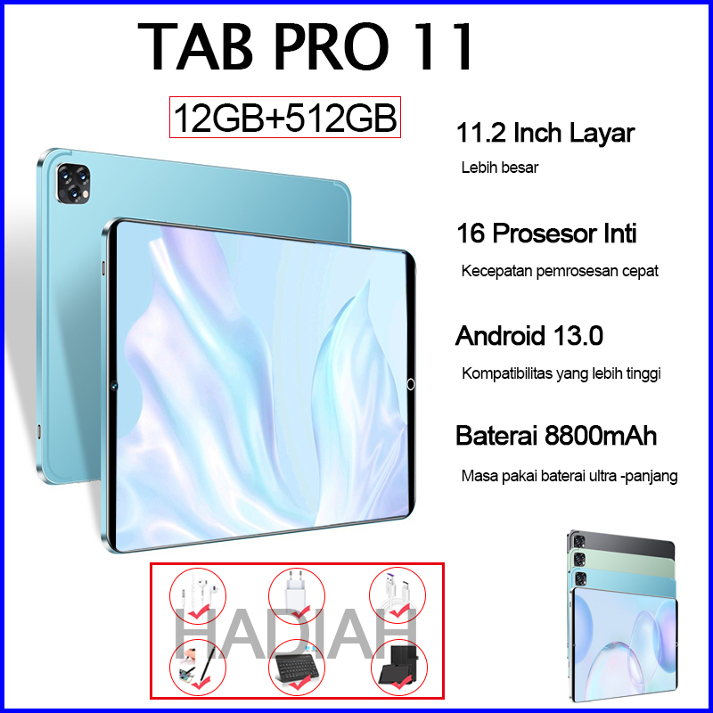 Tablet PC Baru Galaxy Tab 12GB + 512GB Tablet Android 10.1inchScreen Layar Besar Wifi 5G Tablet