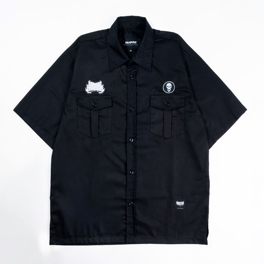 Workshirt Pria Kemeja Kerja Cowok Broken Head Vampire Kingdom