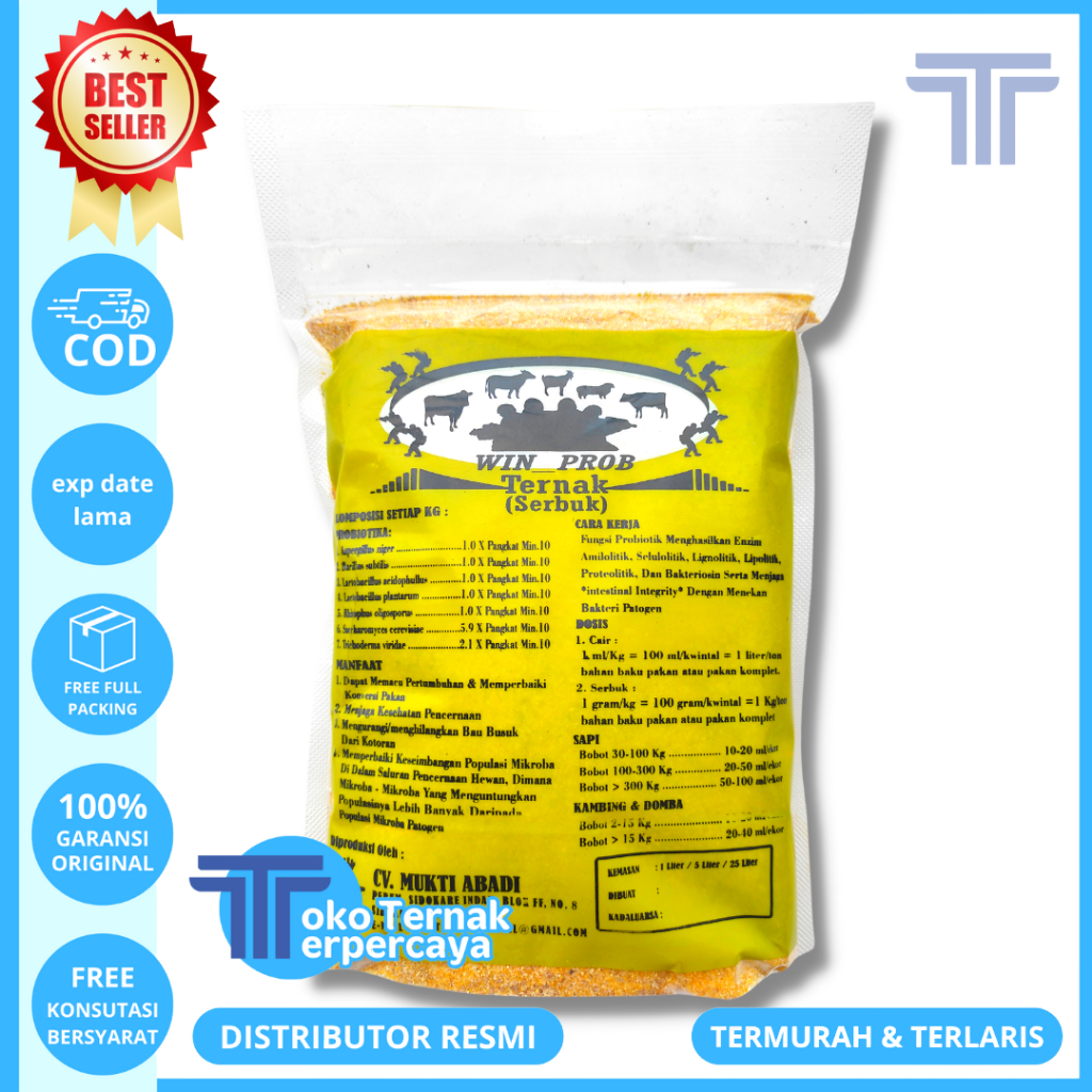 PROBIOTIK WIN PROB KERING SERBUK 1 KG - Probiotik Ternak Fermentasi Silase Pakan Sapi Domba Kambing