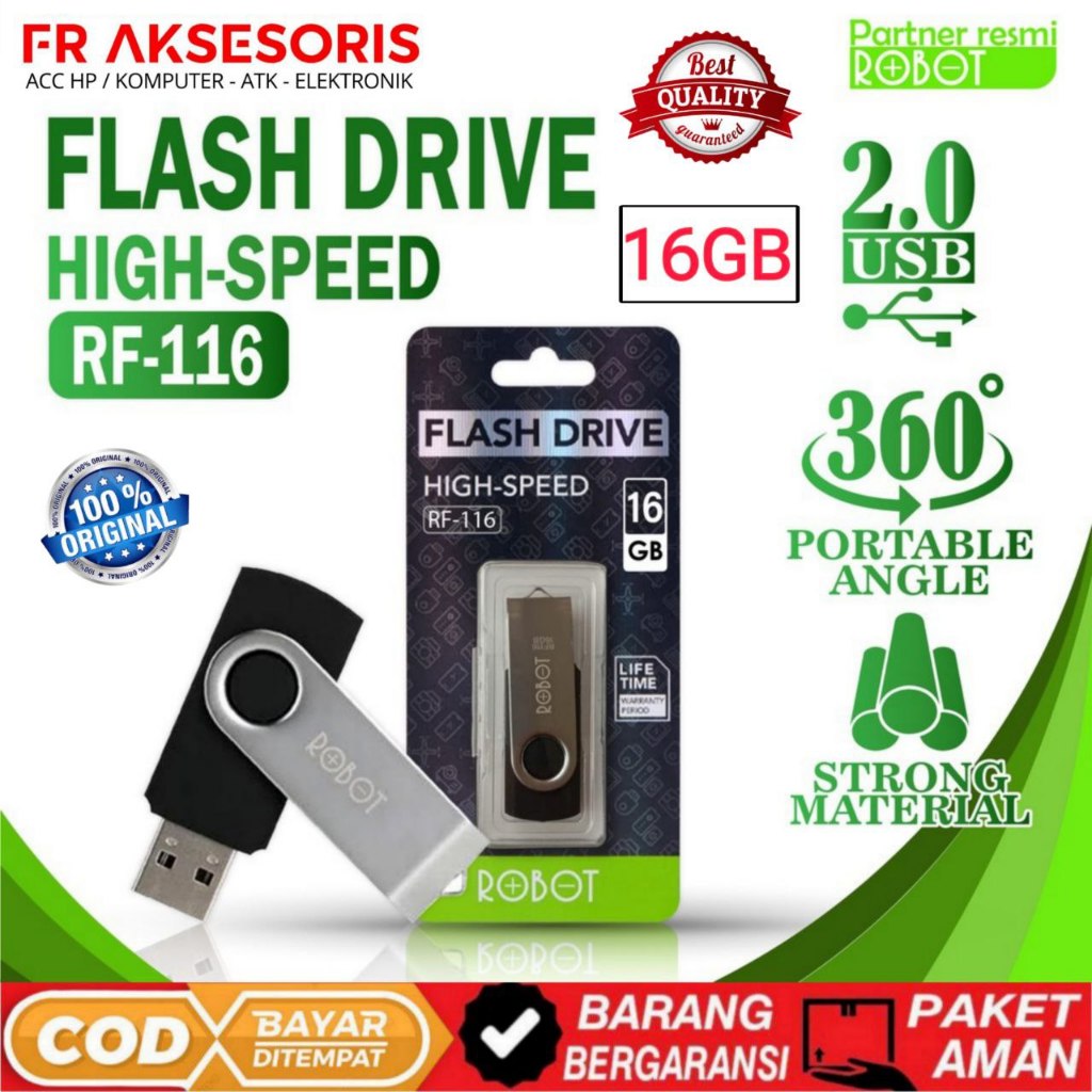 Flashdisk 16GB Original ROBOT RF-116 Flashdisk ROBOT 16 GB Flash drive Original