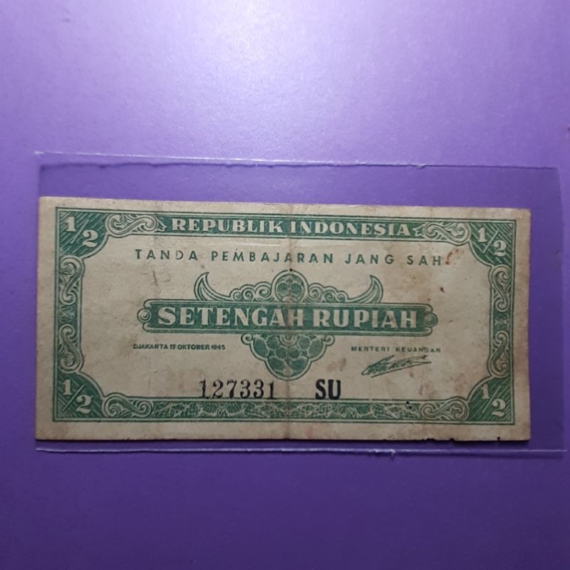 uang kuno setengah rupiah ori 1945