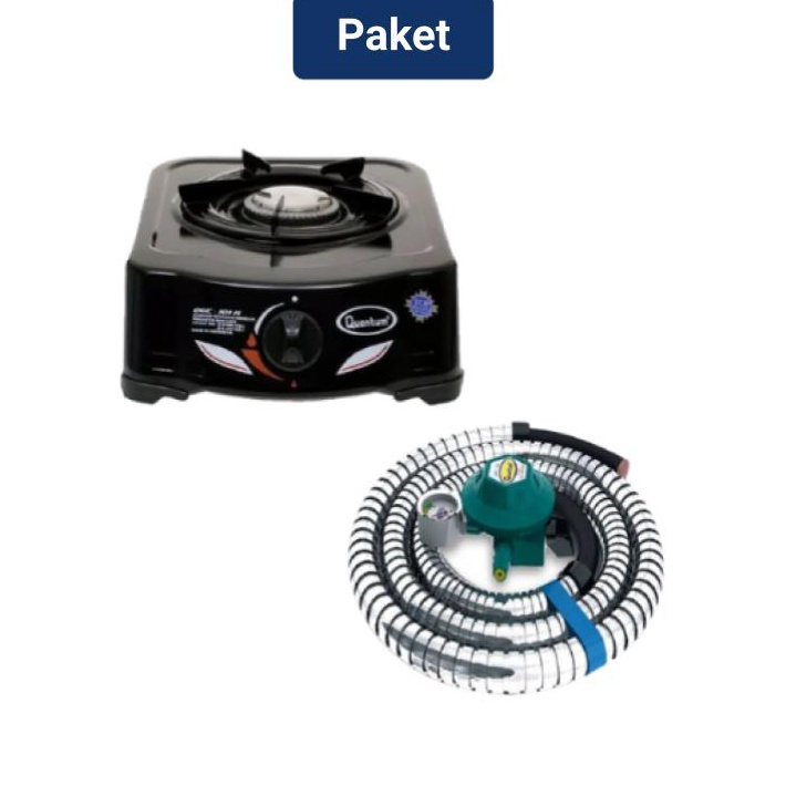 Hemat Keras Quantum Selang  Regulator Gas Paket QRL32  Quantum Kompor Gas 1 Tungku  QGC11R